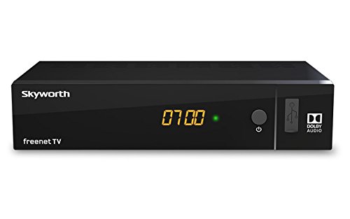 SKYWORTH SKW-T21 - DVB-T2 HD Receiver (für freenet TV) mit HDMI Kabel; HEVC Technologie, HDMI-, SCART-, USB-, Ethernet-, ANT IN-Anschluss, Fernbedienung, schwarz