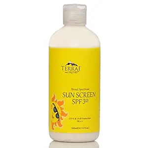 TERRAI Natural Sunscreen SPF 30, Non Oily Daily Sunblock, Anti Tan, Non Oily Sunscreen For All Skin Types, Hypoallergenic, Sulphate & Paraben Free, 300ml