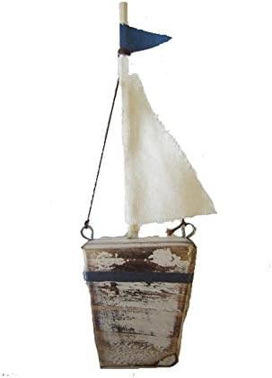 Wood And Canvas Rustic Sailboat - Blue