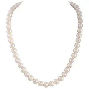 Kaleera Golden White Sea Shell Round 8mm Pearl Single Line String Beads for Women/Girls KlPearl (White)