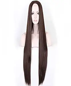 ALX 35 inch Very Long Full Head Long Straight Hair Wigs for Girls/Women In Very Fine Quality in Natural Brown Color 35 Inch