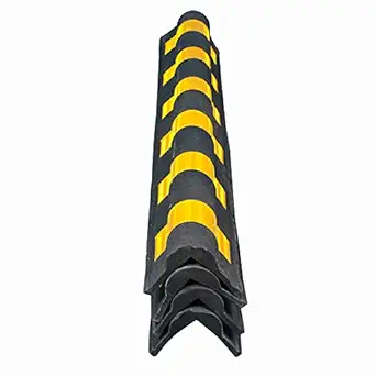 LADWA 1000 mm 4 Peices Parking Safety Pillar Guard, Rubber Corner Bounce Shaped Guard with Yellow Reflective Tapes For High Visibility - (Pack Of 4)