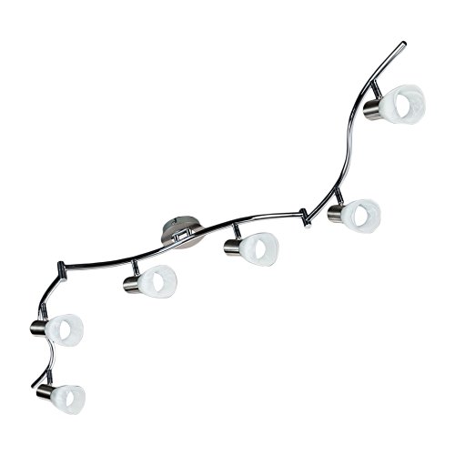 comprare on line Faretti LED a soffitto orientabili I plafoniera moderna a soffitto per l'illuminazione da interno I 6 luci bianche I corpo metallo e vetro, color titanio I incl. lampadine da 5 W I 230 V I E14 I IP20 prezzo