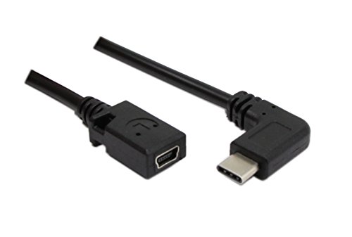 Typ C Kabel 90 Grad rechts, cerrxian USB 2.0 Mini Buchse an USB C (Typ C) Stecker links/rechts Winkel Sync & Charge Konverter Adapter Kabel 25,4 cm - 6