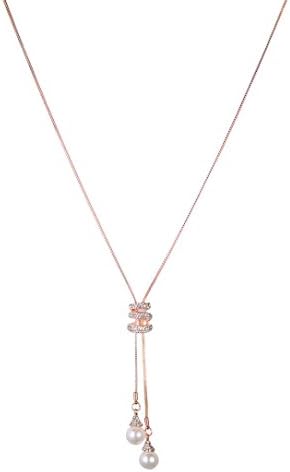 Big Promotion!Hansee Ladies Fashion Pearls Pendant Necklace Luxury Long Crystal Necklace for Women (Rose Gold)