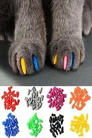 PSK PET MART 20pcs Cat Nail Caps, Colorful Pet Cat Soft Claws Nail Covers for Cat Claws with Glue and Applicators,(Color May Vary)(multi-color) (MEDIUM)