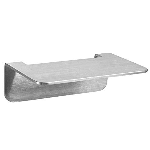 WEISSENSTEIN Tablette murale adhésive pour salle de bains - Petite Etagère de Salle de Bains Autocollante en acier inoxydable argent
