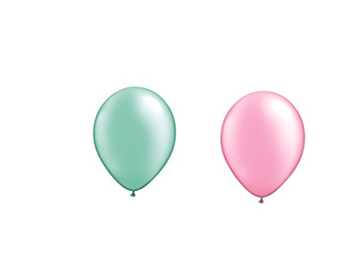 DeCoArt… 50 Latexballon Luftballons jeweils 25 x metallic mint und metallic rosa ca. 28 cm und ein weißes Aufblasventil sowie ein DeCoArt… Infoblatt