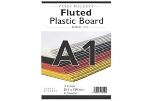 Vesey Gallery® Black Fluted Correx Fluted Corrugated Plastic Board, Pack of 4 Sheets. from A4 to A1 Size (A1 (841x594mm) for Outdoor Sign Display and a Host of DIY and Craft Applications.