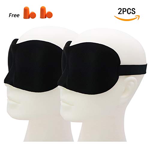 ScepTo Upgraded Mask Sleeping, Contoured Comfortable 3D Mask |100% Blocks Light| Comfortable & Super Soft Eye Mask for Sleeping|Works with Every Nap Position|, Night for Men Women Girls Boys -2PCS (Black) RS.499.00