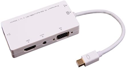 CYBERNOVA 4-in-1 Mini DisplayPort (Compatible Thunderbolt2) to HDMI/DVI/VGA Adapter Cable with Audio Output Converter [DP 1.1 Version] for Apple Macbook Air Pro, Microsoft Surface Pro, Surface Book,white