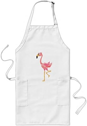 kouenien Funny Flamingo Primitive Art Cartoon Adult Apron with Adjustable Strap for Home or Professional Kitchen