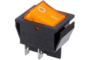 CABLEPELADO - Interruptor basculante ON-OFF DPST 4 pines | Interruptor 4 terminales | 16A 250VAC | Luz Amarilla