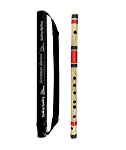 NEXTOMART Flutes F Sharp 7 Hole Medium Right Hand Bamboo Flute Bansuri With Free Flute Carry Bag (14 Inch)