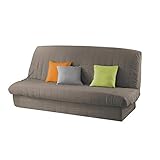 douceur d'intérieur housse de clic clac mat. 120 à 140 cm - 185 à 200 cm polye. uni essentiel taupe