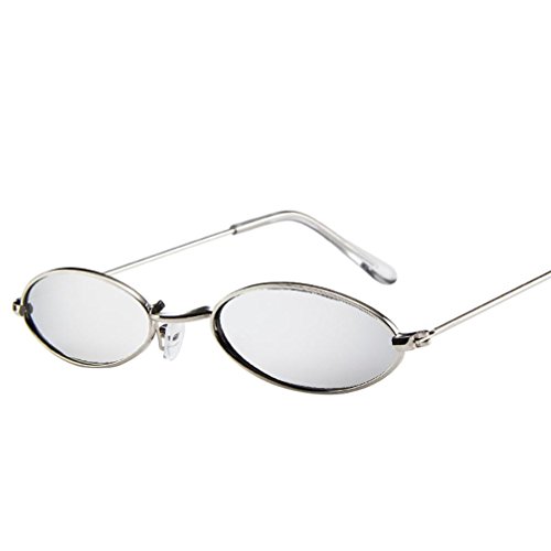  Btruely Herren Moda Gafas de Sol para Hombres y Mujeres pequeño Retro Gafas de Sol ovaladas Marco de Metal Gafas de Sol con cordón para el Cuello Sunglasses (G)