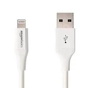 AmazonBasics Apple Certified Lightning to USB Charge and Sync Tough Cable, 3 Feet (0.9 Meters) - White