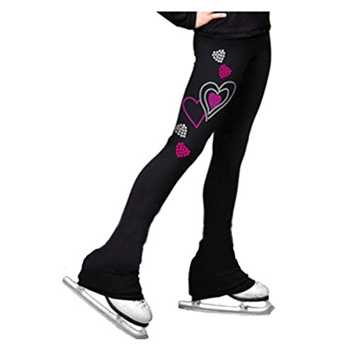 Jalunth Figure Skating Pants - Ice Skating Leggings Practice Trousers Sparkle Crystals Rhinestones Glitter Dress with Fleece Lining for Women & Girl