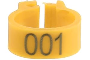 Tnfeeon 100PCS/Beutel 8MM Kunststoff-Taubenbänder Ringe, 001-100 nummerierte Kunststoff-Tauben-Vogelbeinbänder Ringe mit Nummer(Gelb)
