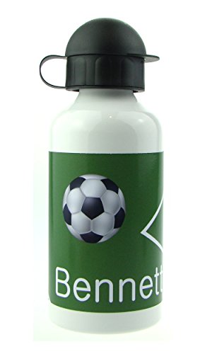 persönliche Brotdose BPA-Frei + Trinkflasche aus Aluminium 500 ml | personalisierbar mit Wunschnamen | Lunchbox Farbe auswählbar| Motiv Fußball Junge - 3