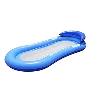 Hammock Floatings Row Lounges Folding Swimng Bed Portable Beach Summer ddle Mesh Water Pool Blue -Layfoo