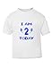 The Bees Tees Kids Birthday T-shirt I AM 2 TODAY (1-2 yrs - Text : Blue)