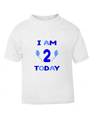 The Bees Tees Kids Birthday T-shirt I AM 2 TODAY (3-4 yrs - Text : Blue)