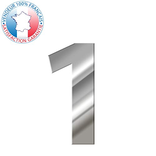 Numéro de rue gris alu brillant | Numéro de maison chiffres et lettres adhésifs découpés | 16 coloris disponibles | Hauteur 8 cm (Chiffre 1)