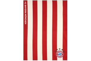 FC Bayern München Coperta in pile, 150 x 200 cm, a righe, colore: rosso/bianco