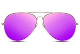 Cheapass Sonnenbrille Gold Violett Verspiegelt UV-400 Piloten Flieger-Brille Metall-Rahmen Damen Frauen