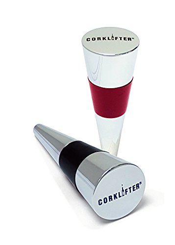 Sommelier Wein-Flaschenverschluß: CORKLIFTER Bottle Stop, im 2-er Set, eleganter Flaschenverschluss aus edlem Metall mit Silicon Ring in schwarz und rot. Der perfekte Aroma-Schutz für Ihren Weingenuss Länge 72 mm Oberer Durchmesser 25 mm - 2