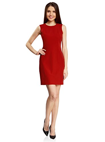 oodji Collection Mujer Vestido Básico sin Mangas, Rojo, ES 42 / L