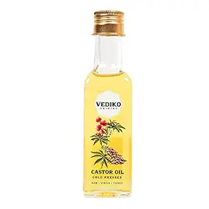 Vediko Origins Raw Cold Pressed Castor Oil | 100% Pure & Natural Edible Virgin Shudh Arandi ka Tel For Hair & Skin Care and Helps in Reducing Hair Loss | Chemical and Adulteration Free | (100ml)