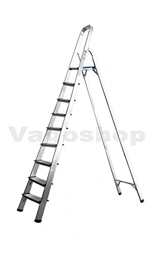 ALU Leiter Haushaltsleiter mit 9 Stufen Mehrzweckleiter Multifunktion Mehrzweck