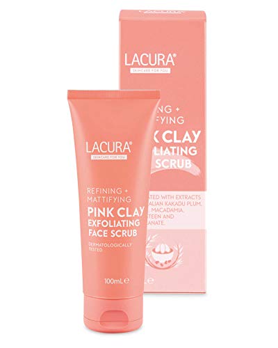 Lacura Pink Clay Exfoliating Face Scrub | Refining + Mattifying | For Normal Skin | 100ml
