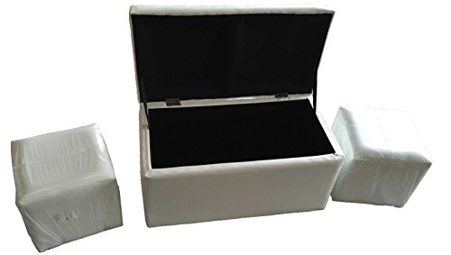Hoga Chesterfield Sitzhocker Sitzwürfel Aufbewahrungsbox Truhe HF128 (Weiss) - 4