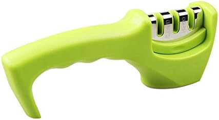 Teleost Knife Sharpener - Smart Sharp . No1 Choice for Sharpening Kitchen Knives. Next Generation 3 stage Manual System for professional results - ceramic stone, tungsten carbide plates, diamond rod. (Green)