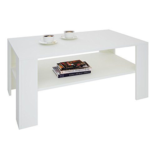 CARO-Möbel Couchtisch Wohnzimmertisch ANIMO in Weiß mit Ablage, 100 x 60 cm CARO-Möbel Couchtisch Wohnzimmertisch ANIMO in Weiß mit Ablage, 100 x 60 cm
