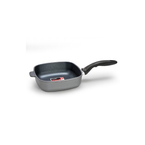 Swiss Diamond Non-stick Cast Aluminium Square 20 cm Saute Pan with Glass Lid, 2 Litre, Grey/Black
