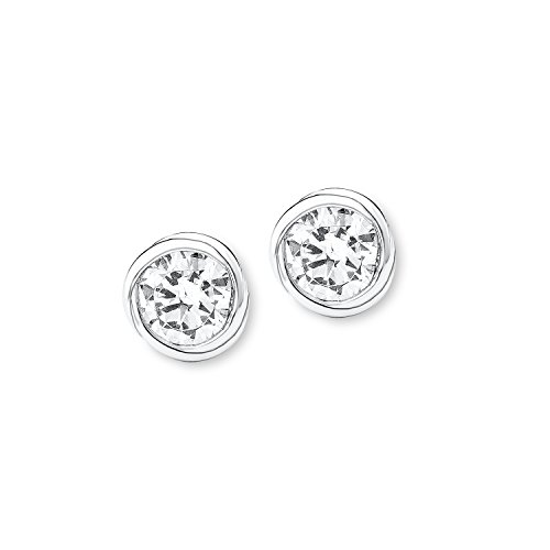 s.Oliver Damen-Ohrstecker 8 mm Silber 925 rhodiniert Zirkonia wei