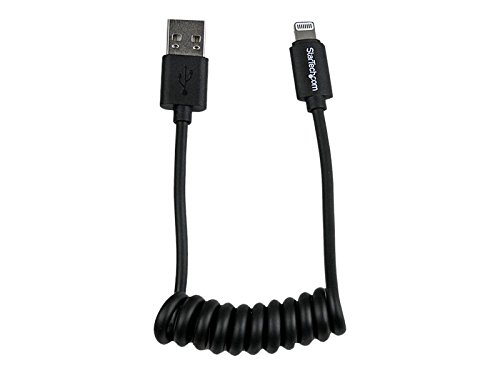 StarTech.com 30cm Apple 8-pin Lightning auf USB Spiralkabel für iPhone / iPod / iPad – 0,3m Ladekabel – Schwarz – St/St - 3