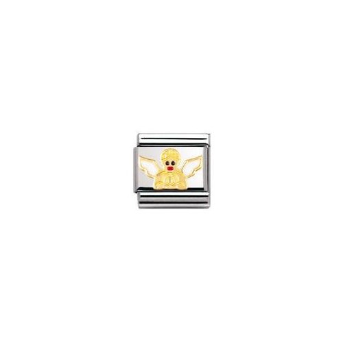 Nomination Composable Classic CHRISTMAS Edelstahl, Email und 18K-Gold (Engel) 030225