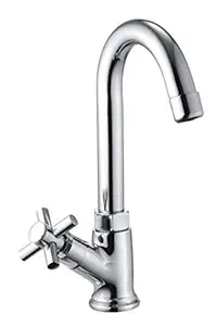 Drizzle Swan Neck Pillar Cock Corsa Brass Chrome Plated/Wash Basin Tap / 360 Degree Moving Spout Tap/Bathroom Tap/Quarter Turn Tap/Water Foam Flow Tap