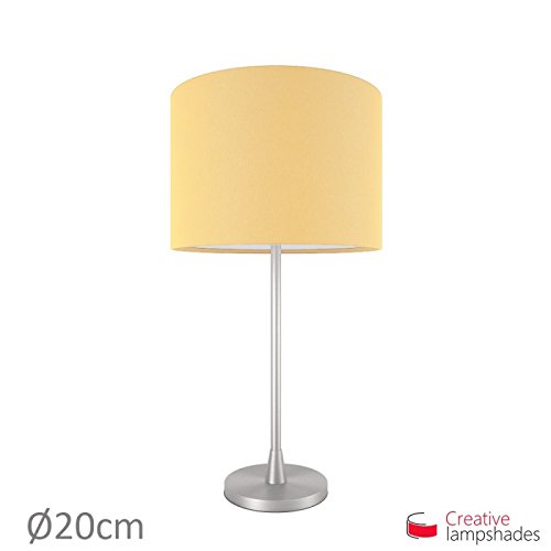 Lampenschirm Zylinder Hellgelb Leinwand – Durchmesser 35cm – H. 22cm, E27 Für Stand Pendelleuchten, Ja - 5