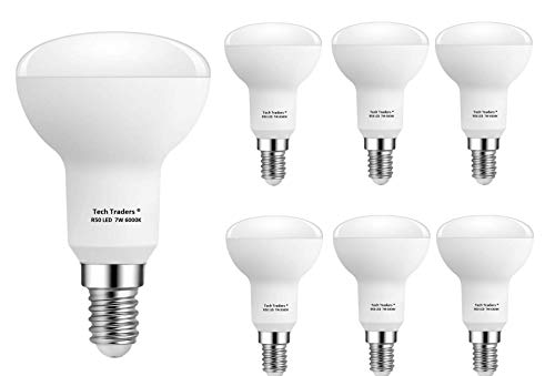 Tech Traders Riflettore R50, lampadina LED, E14, 7 W, luce bianca fredda