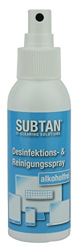 SUBTAN Desinfektions- und Reinigungs-Set für iPhone, iPad, iPad Pro, MacBook, MacBookPro und andere Smartphones, Tablets und Computer – 100 ml Desinfektions- und Reinigungs-Spray + 2 x Reinigungstücher Premium – der praktische Display- und Oberflächenreiniger im Set zum desinfizieren und entkeimen ohne Alkohol auf Wasserbasis und reinigen von Oberflächen im IT-Bereich - 6