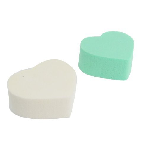 Green Beauty Tool Facial Makeup Sponge Heart Shaped Powder Puff 2 Pcs