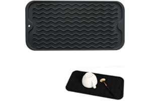 Batheidon Abtropfmatte Silikon 30x15cm, rutschfest und hitzebeständig, sehr geeignet für Geschirrspülen, Bratpfannen, Geschirrspüler, Spülen und Küchentropfpads, frei von Bisphenol A