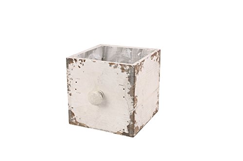 Antik-Pflanzschublade, eckig weiss 12x12x12cm