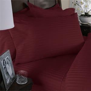 Egyptian Cotton Factory Store Luxurious Seven (7) Piece Set, Burgundy Damask Stripe, King Size, 4Pc Bed Sheet Set &amp; 3Pc Duvet Set, 1000 Thread Count Ultra Soft Single-Ply 100% Egyptian Cotton, 1000Tc Sheet &amp; Duvet Set Includes Two (2) Shams &amp; Two (2) Pillow Cases